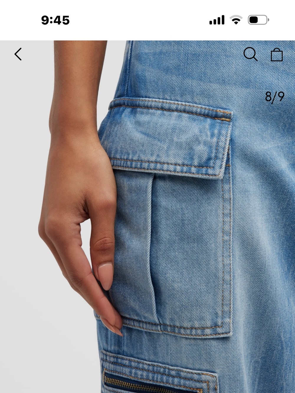 Alice + Olivia Light Blue Baggy Denim Cargo Jeans - Picture 7 of 7
